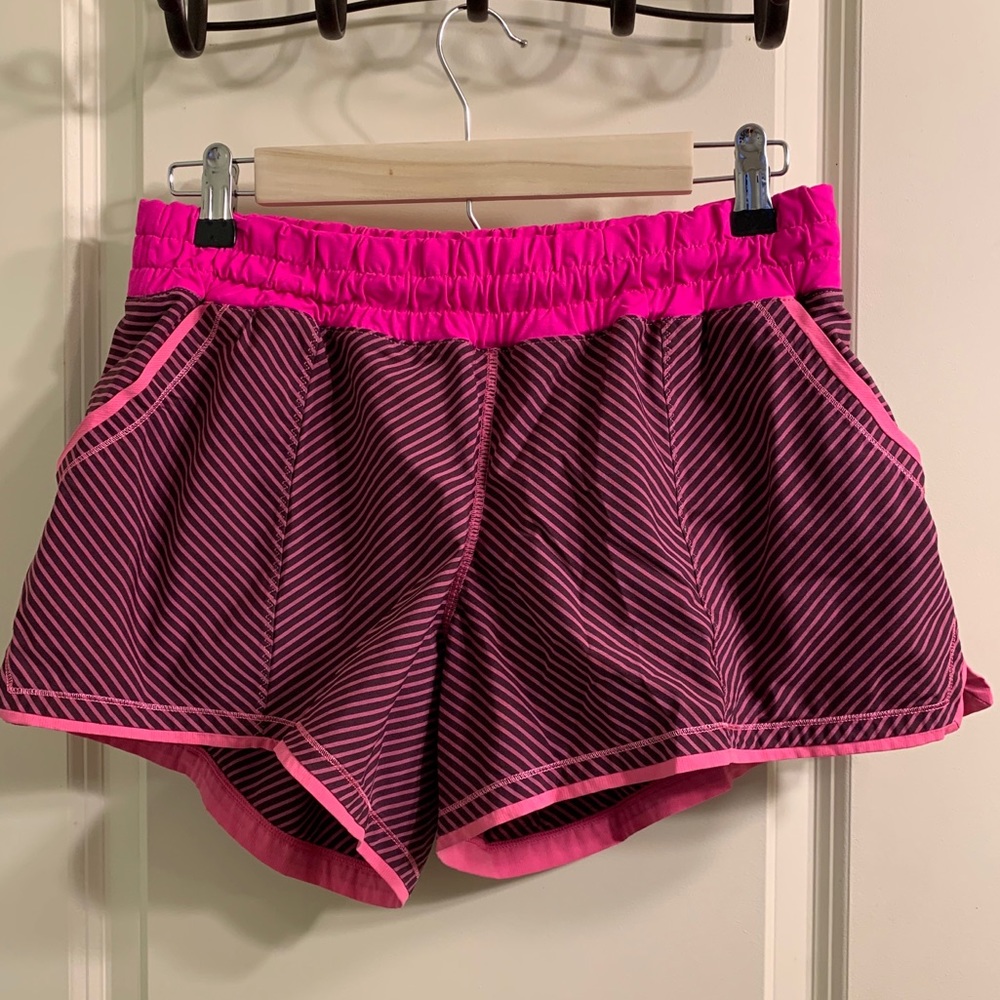Lululemon pink stripe running shorts